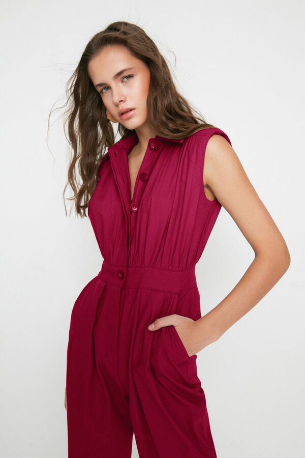 Trendyol Mono sin mangas cuello camisa burdeos