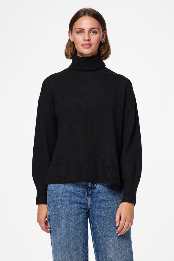 Pieces Basic turned-up sweater black
