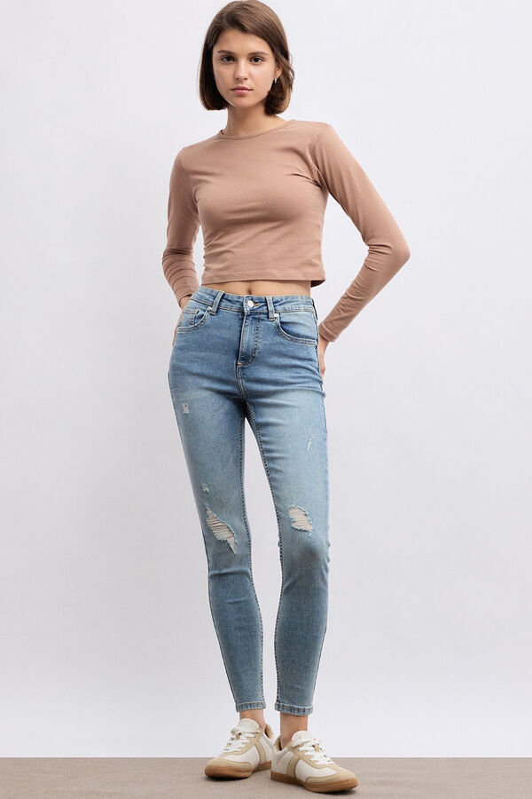 Inside Mid- rise skinny push-up jeans Plava