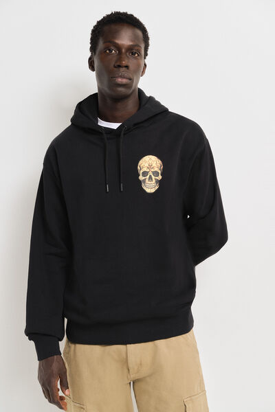 Springfield Sweat-shirt capuche tête de mort noir