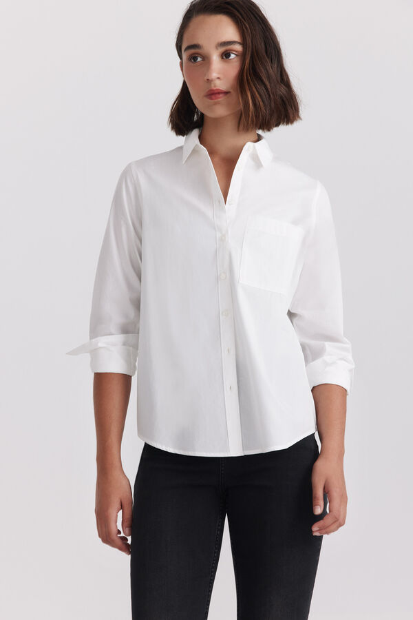 Springfield Poplin basic shirt white