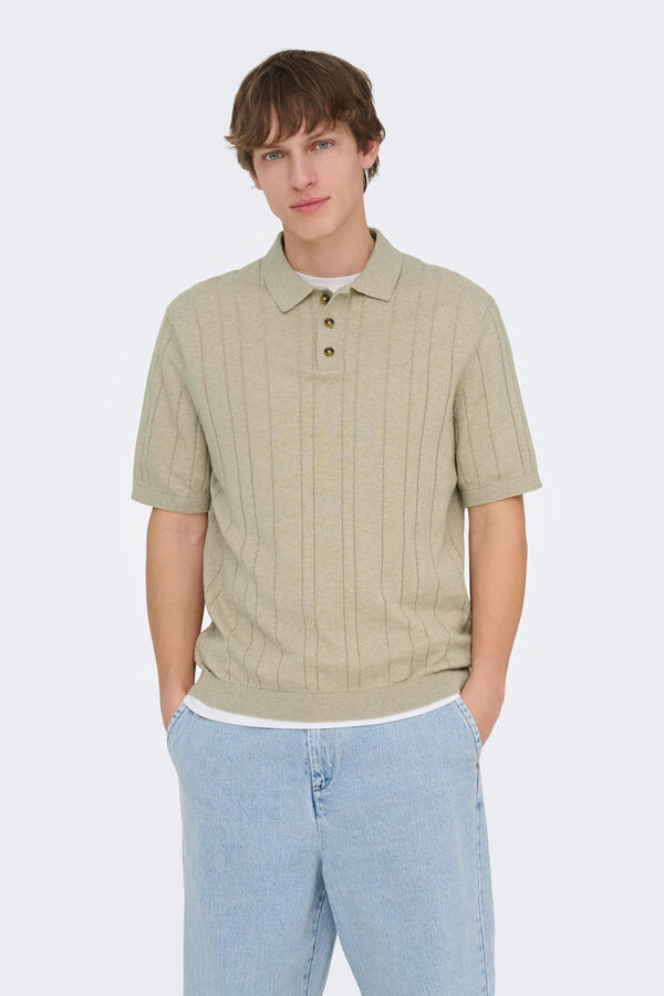 Only & Sons Polo de punto manga corta gris