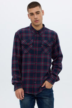 Springfield Checked flannel shirt blue