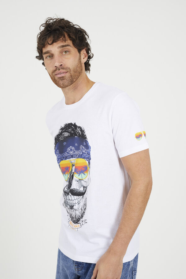 Brave Soul Camiseta de calavera manga corta blanco