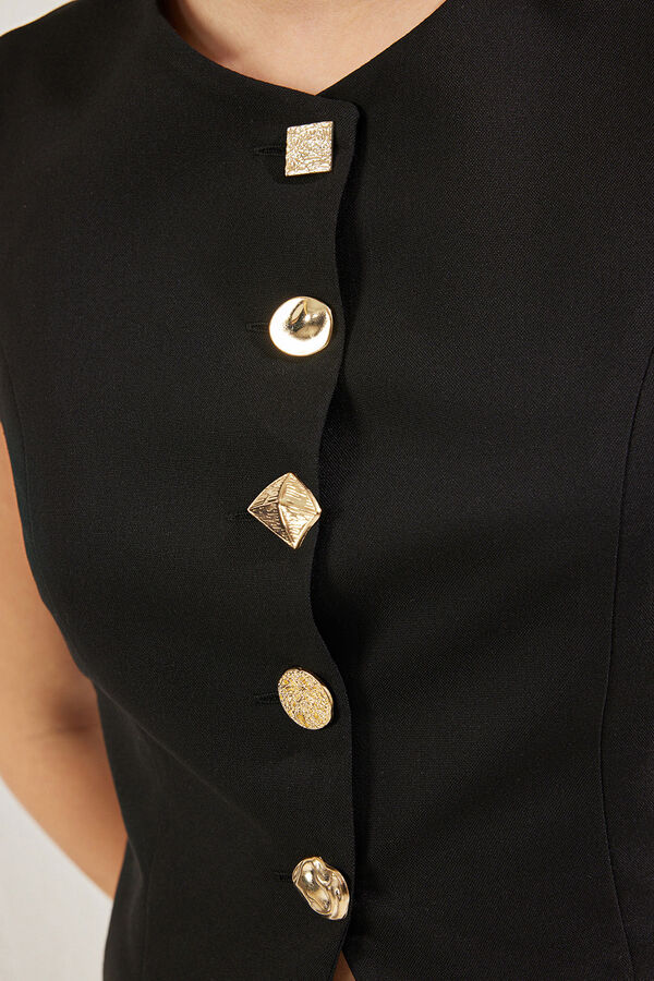 Trendyol Colete abotoado sem mangas preto