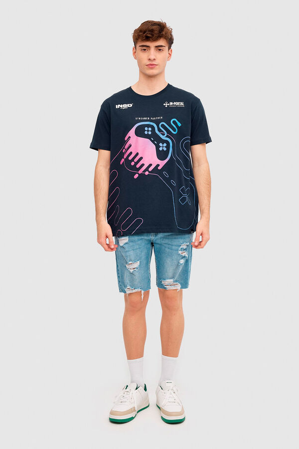 Springfield Gamer print T-shirt navy