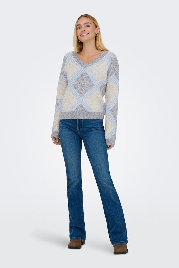 JDY V neck jumper grey