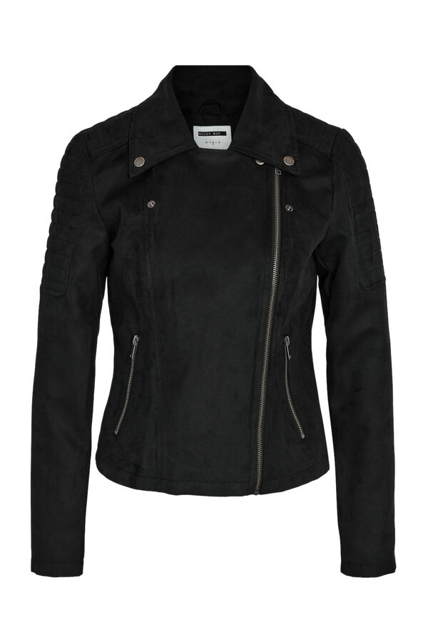 Noisy May suede effect biker jacket. black