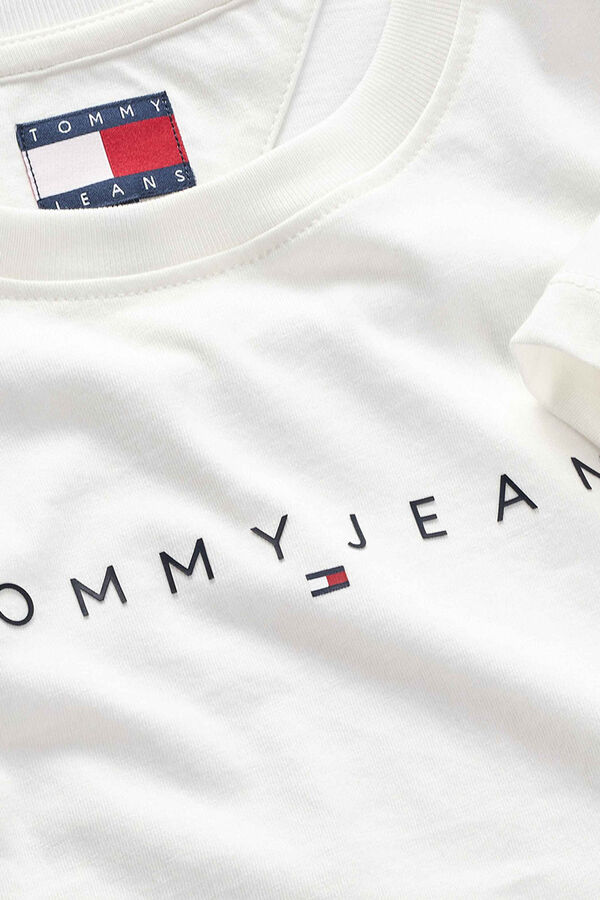 Tommy Jeans T-shirt slim manga curta bege