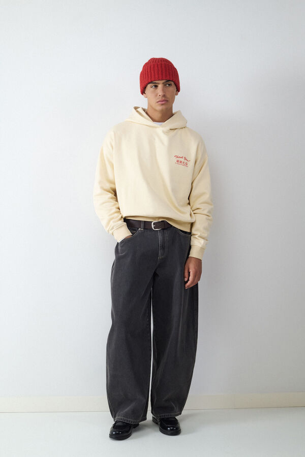 Balmohk print hood sweatshirt brown