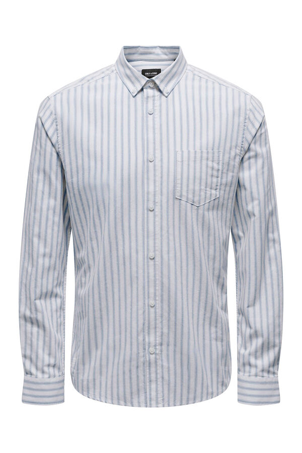 Springfield Long-sleeved striped Oxford shirt svijetloplava