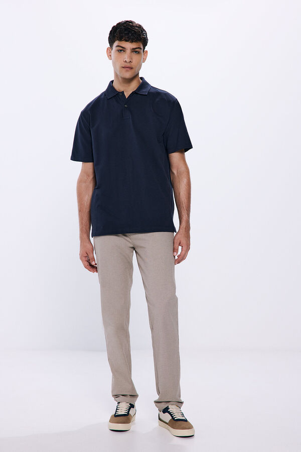 Springfield regular fit piqué polo shirt blue