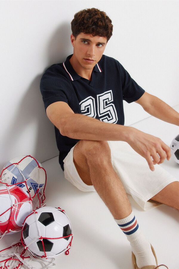 Springfield Jacquard sport polo shirt blue