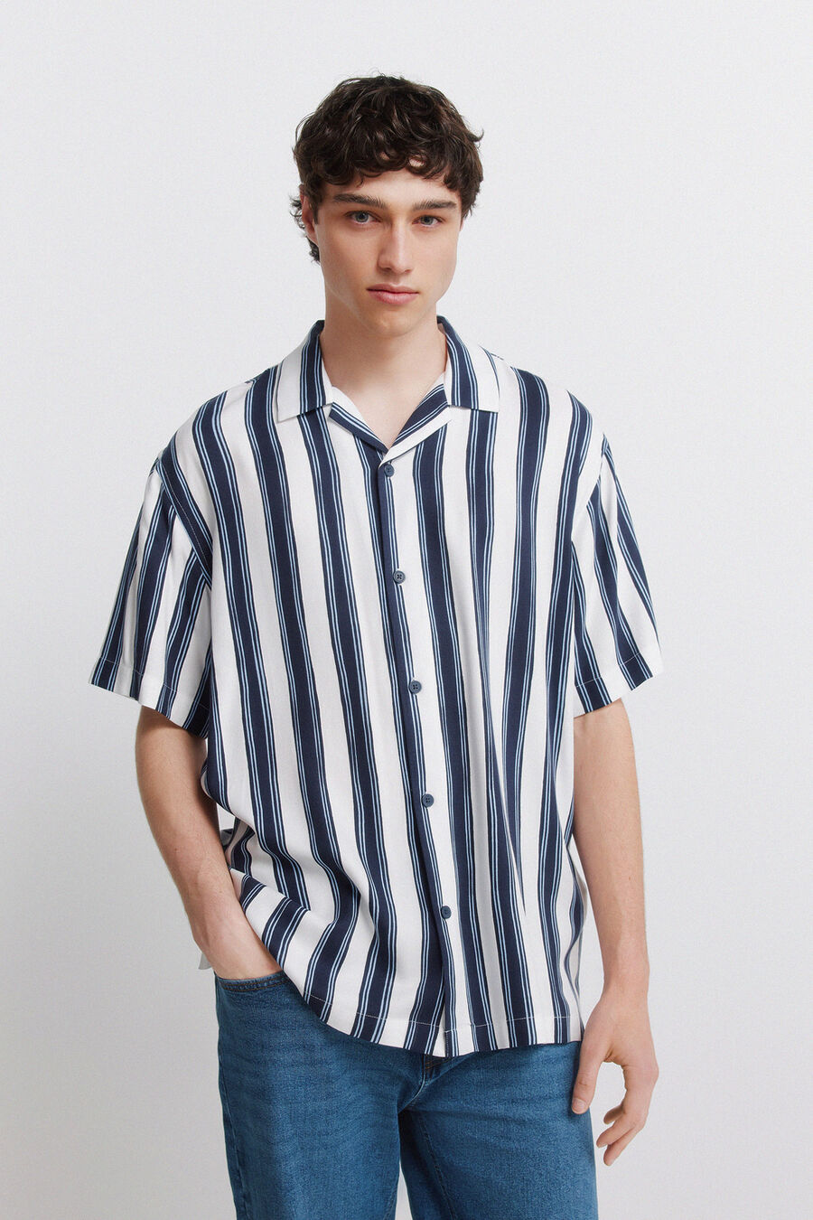 Camisa manga corta viscosa raya