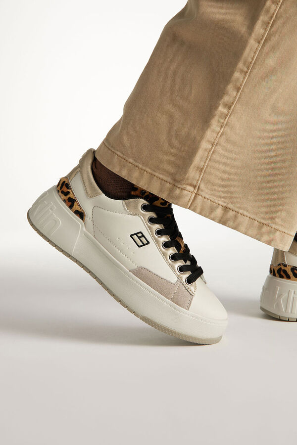 D. Franklin T&ecirc;nis de chinelos de quarto com estampado de leopardo bege