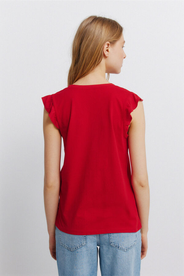 Springfield Lace ruffle T-shirt red