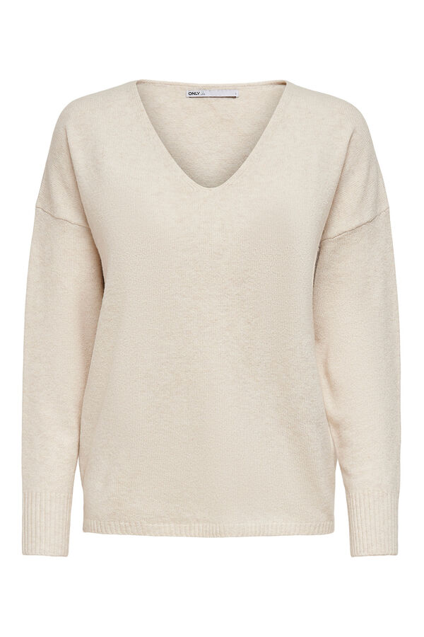 Only Jersey de cuello pico beige