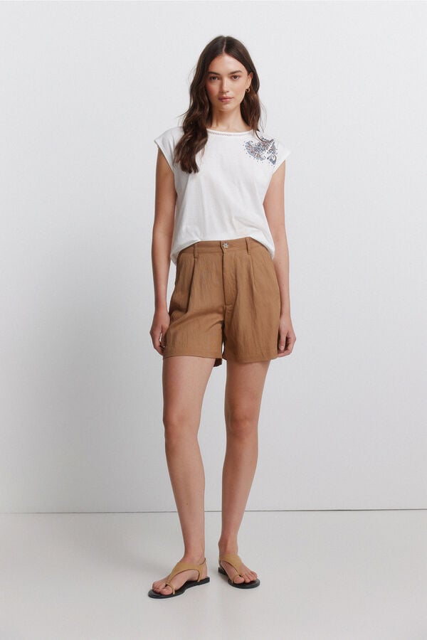 Springfield Polka-dot short sleeve T-shirt beige