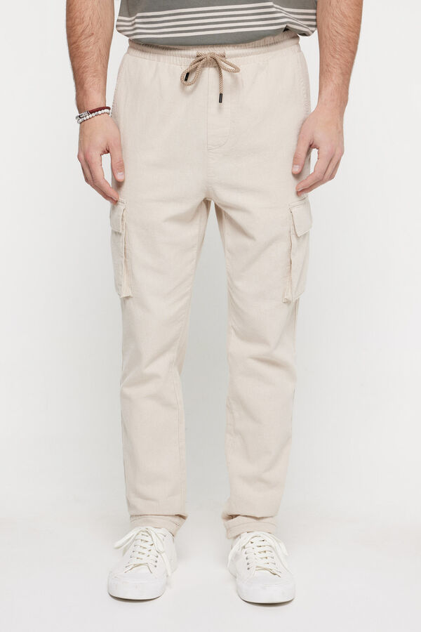Springfield Linen cargo trousers gray