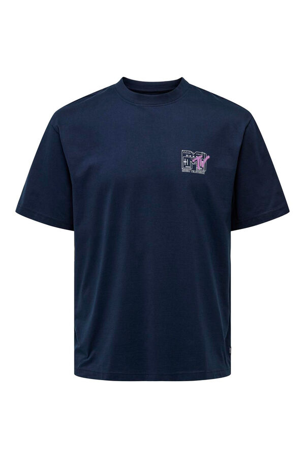 Springfield Camiseta de hombre de manga corta con licencia navy