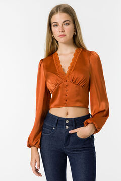 Springfield Satin blouse with lace red