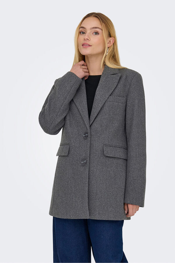 Only Sobretudo curto estilo blazer cinzento