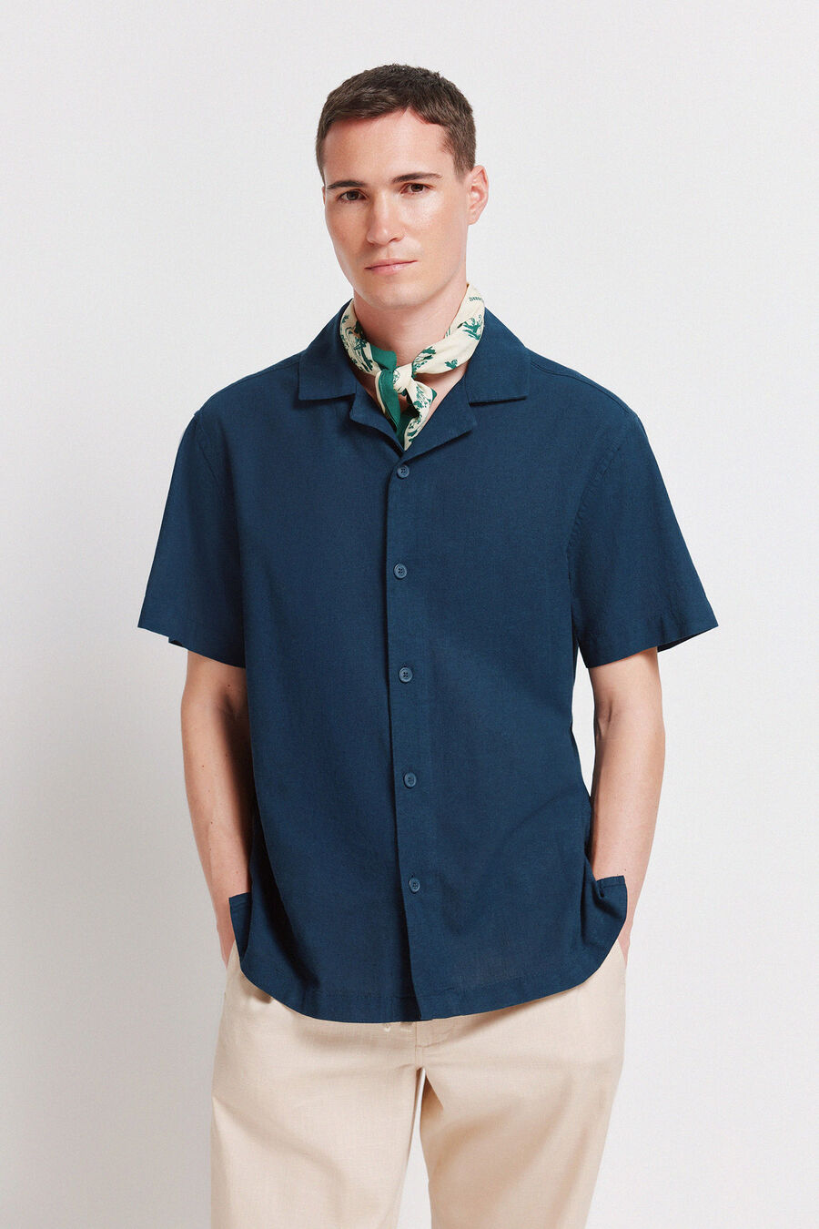 Camisa manga corta lino