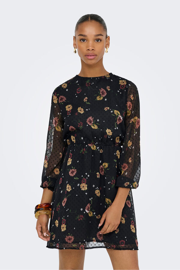 Only Vestido curto de chiffon com estampa floral preto