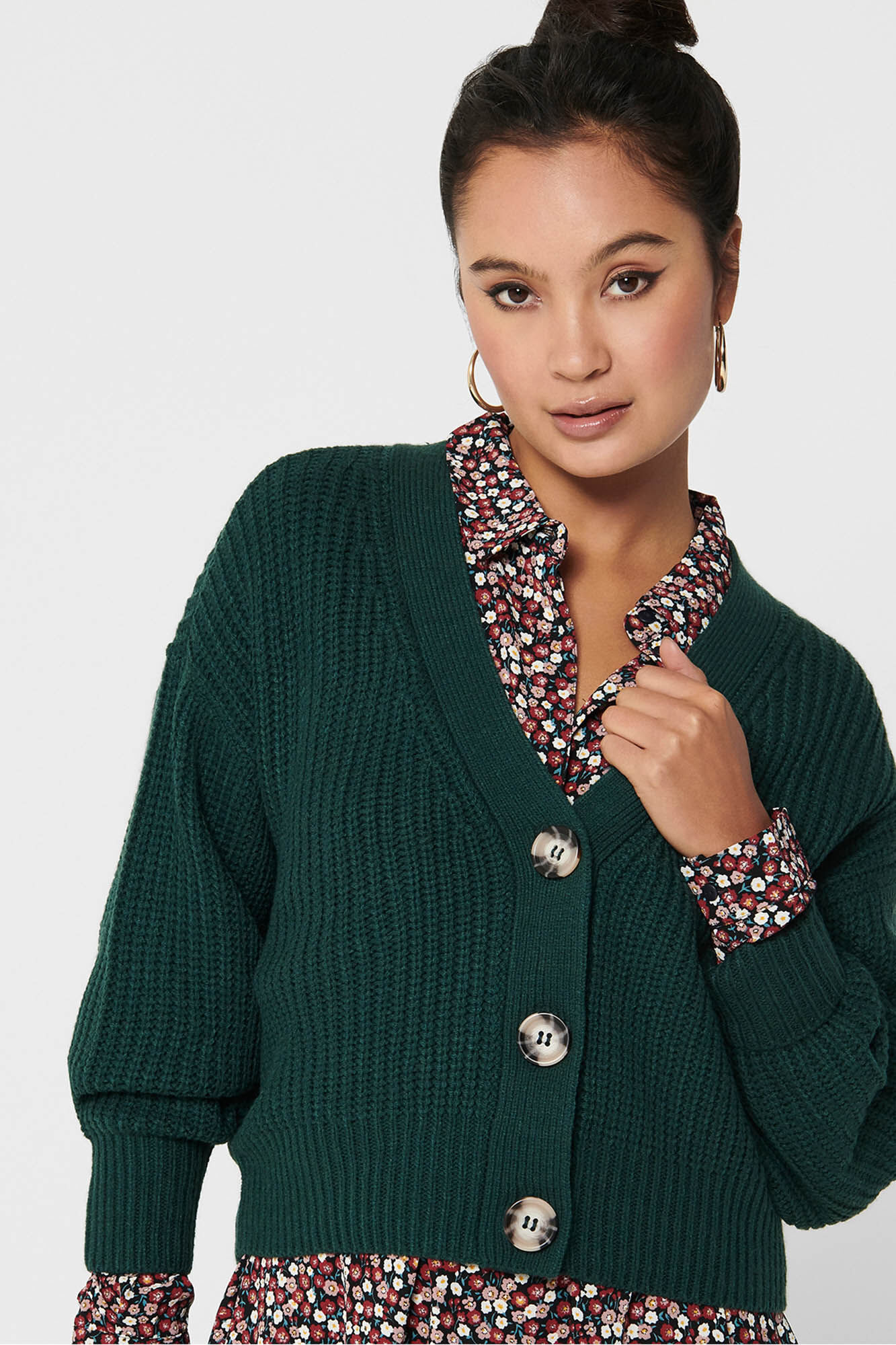 JDY Casaco de malha fecho de bot&otilde;es