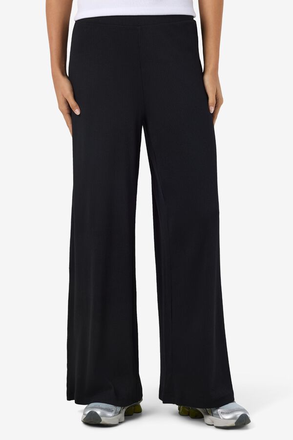 Noisy May Pantal&oacute;n wide leg de punto canal&eacute; negro