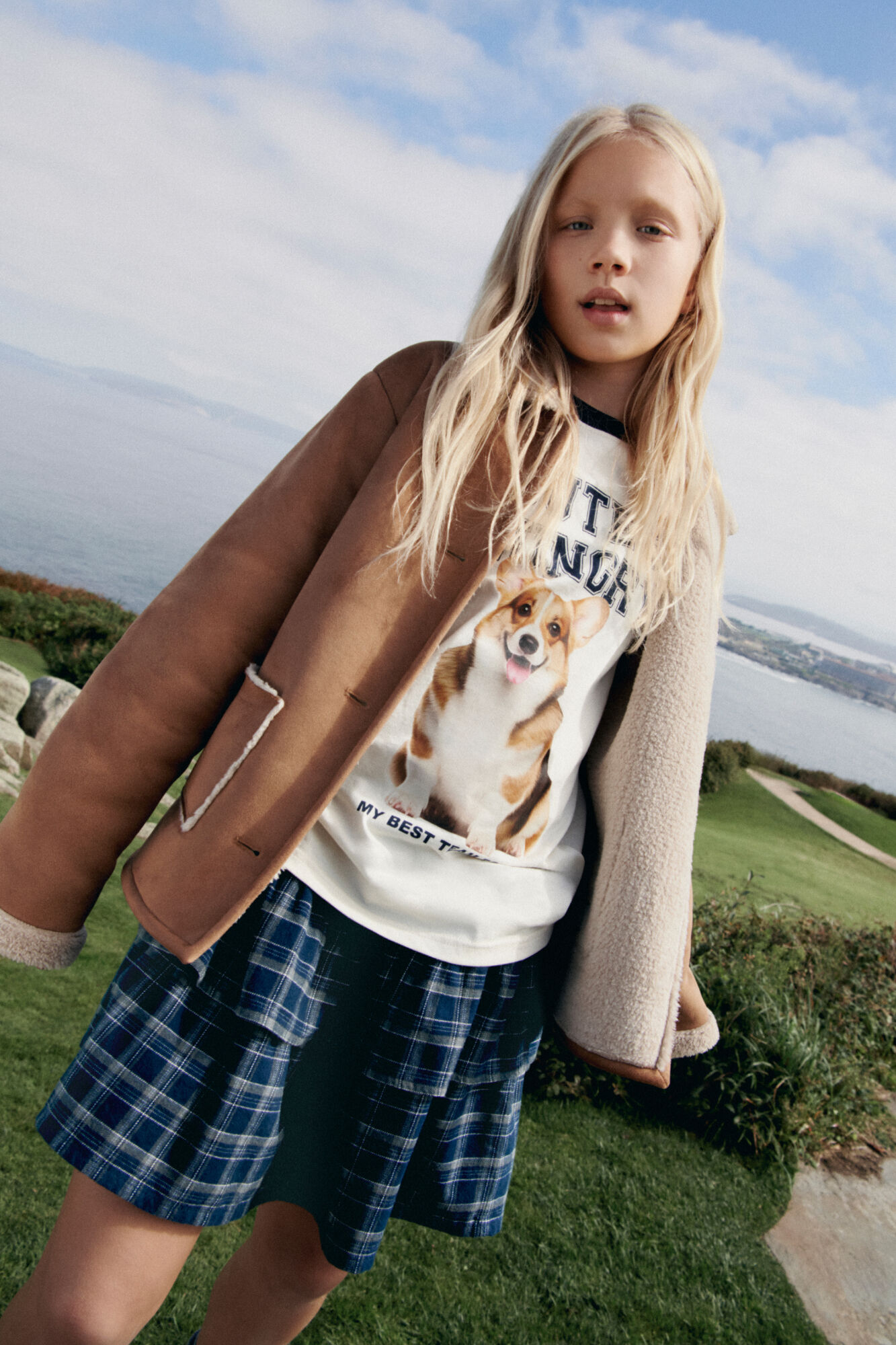 Springfield Kids Saia xadrez feminina com babados