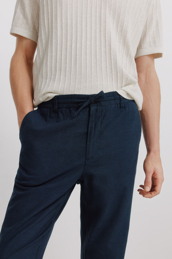 Springfield Linen comfort fit chinos blue