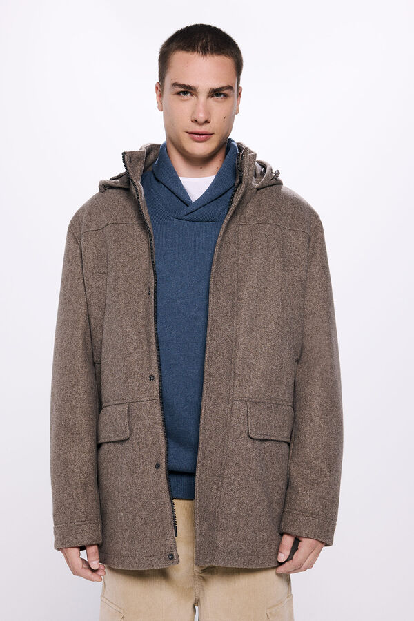 Springfield Hooded faux wool parka 36