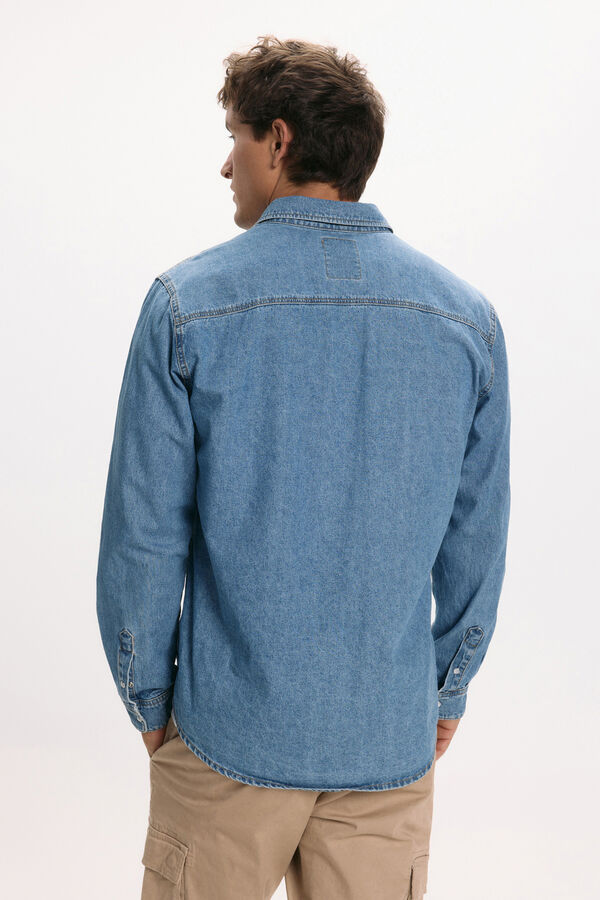 Only & Sons lang&auml;rmelig Jeanshemd Blau