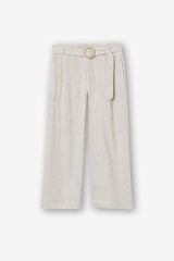 Springfield Wide Leg Linen Culottes with Belt boja peska