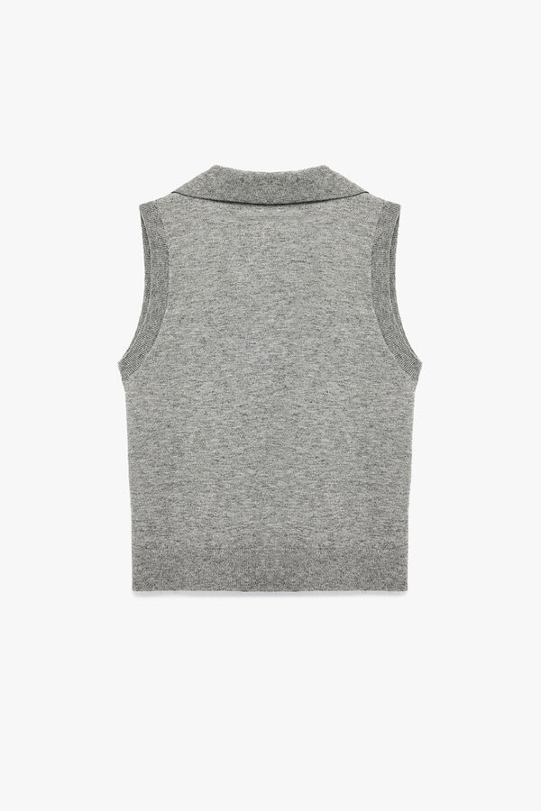 Koton Standard fit gilet with polo shirt neck grey