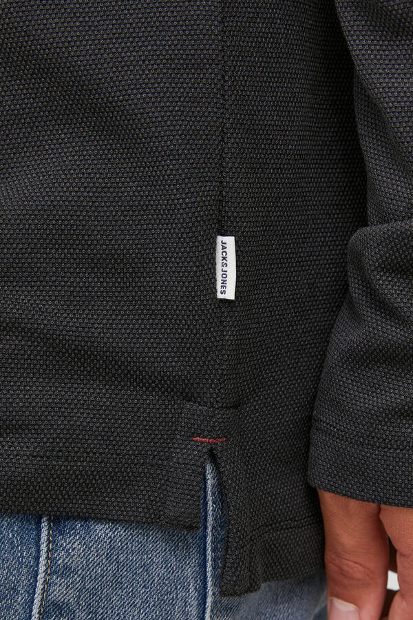 Springfield Contrast stripe long-sleeved polo shirt black