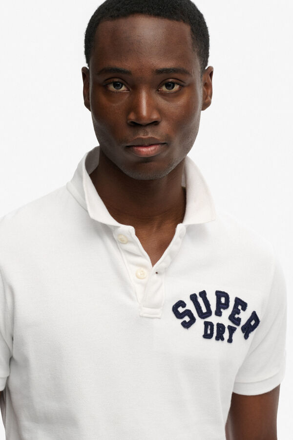 Superdry Piqu&eacute; short sleeve polo shirt blanc