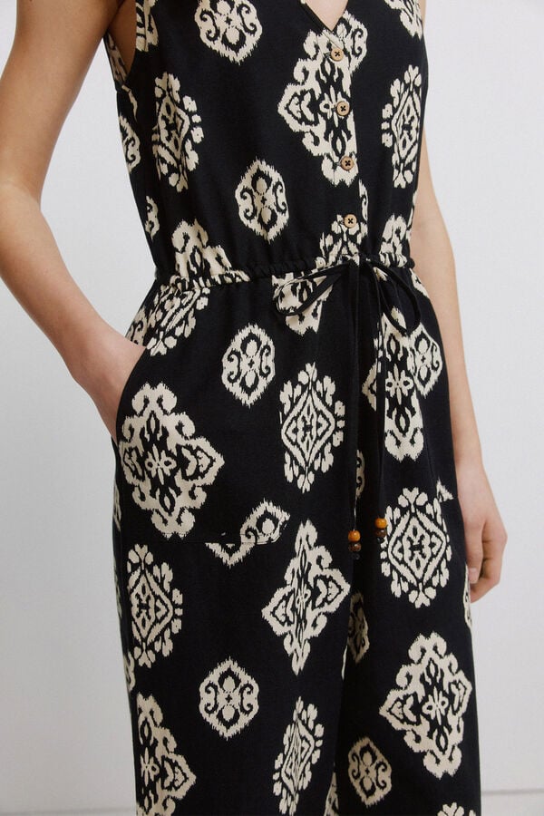 Springfield Printed sleeveless jumpsuit black