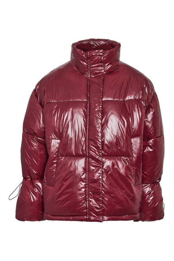Noisy May metallic quilted coat pink