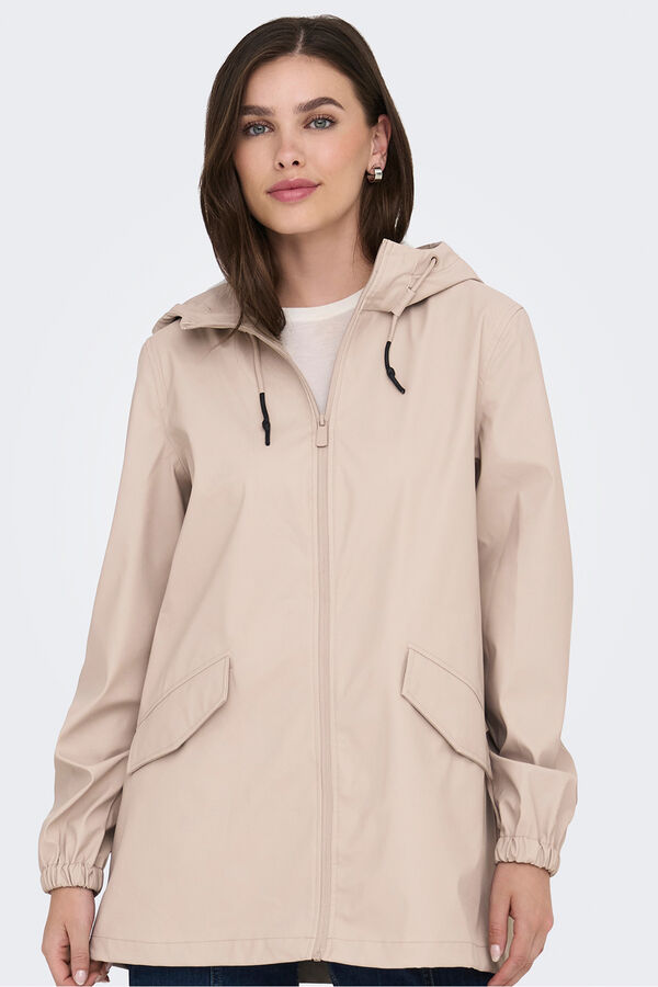 JDY Chubasquero con capucha beige
