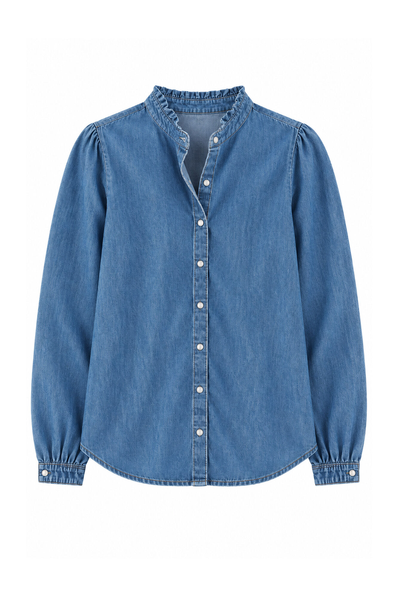Springfield Denim ruffle collar shirt