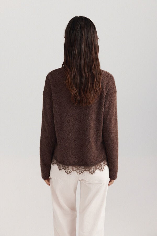 Springfield Lace fine long sleeve jumper brown