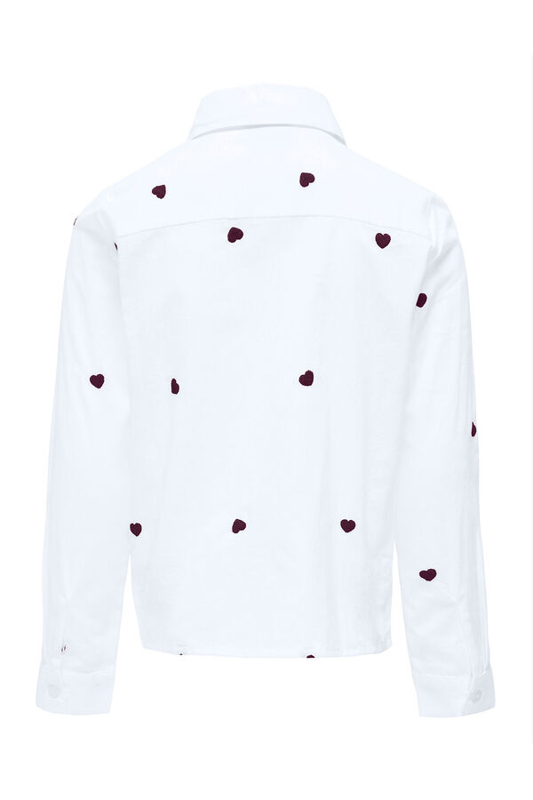 Only Girls Girl's heart embroidered shirt white