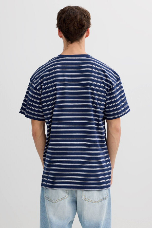 Inside Striped short sleeve T-shirt blue