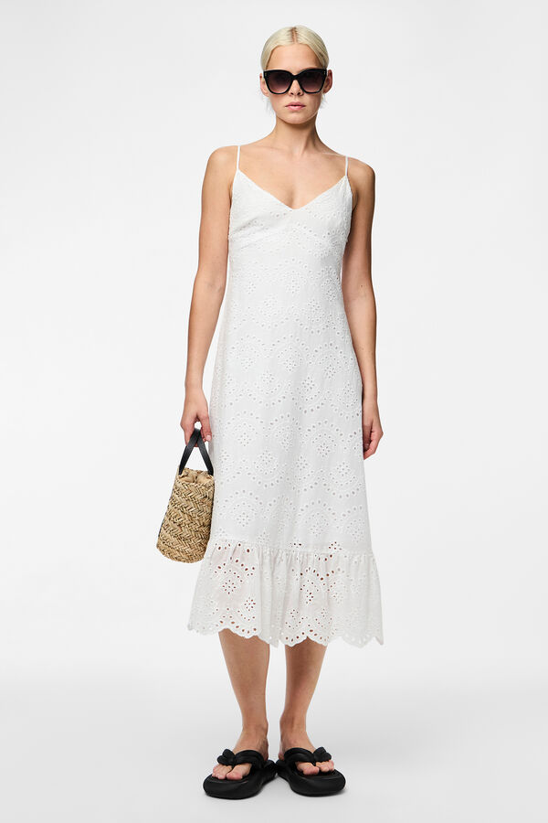 Pieces Vestido midi de tirantes blanco