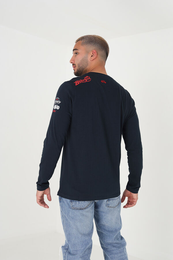 Brave Soul Camiseta de manga larga con print azul