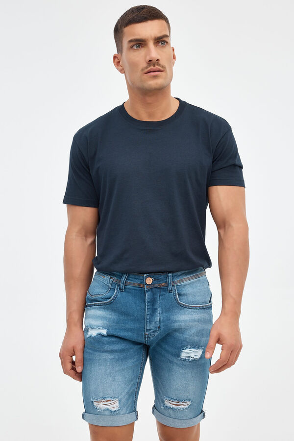 Inside Skinny denim Bermuda shorts blue