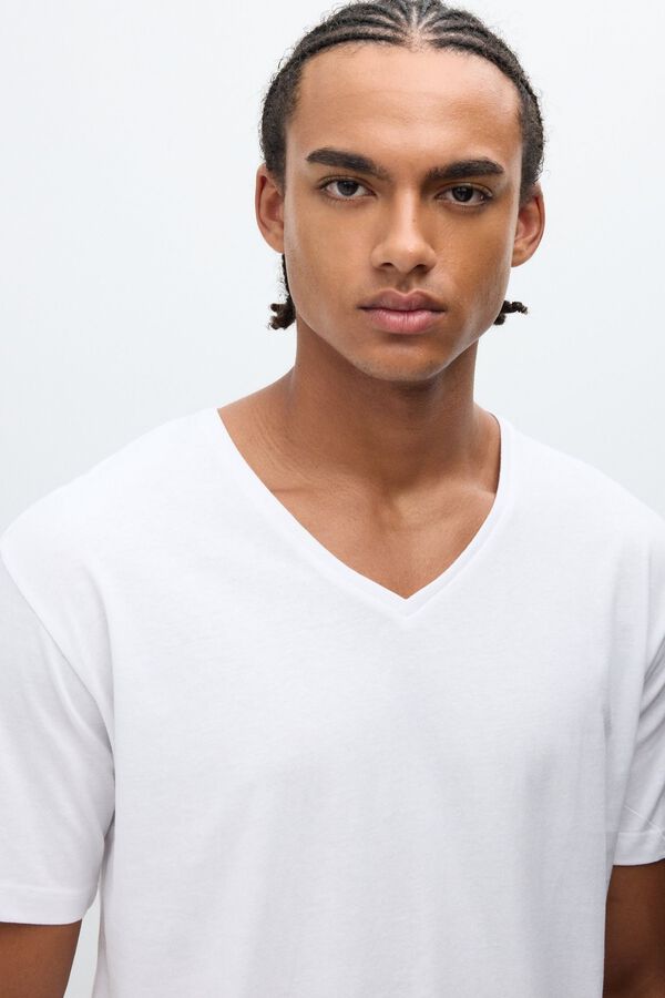 Inside T-shirt gola em bico branco