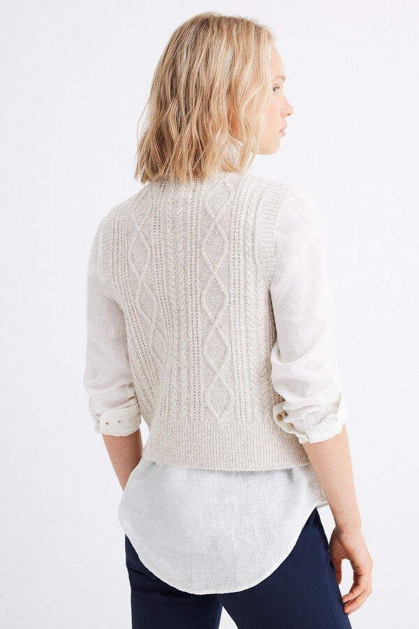 Springfield Chaleco punto cable knit arena